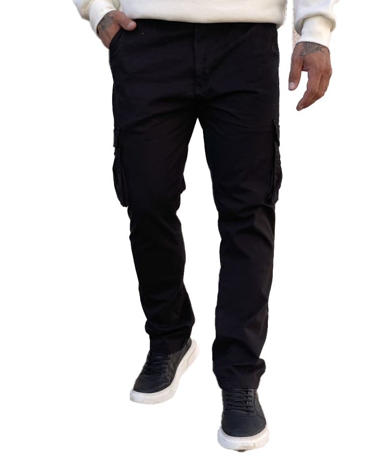 Ανδρικό μαύρο υφασμάτινο cargo παντελόνι 210920B φωτογραφία